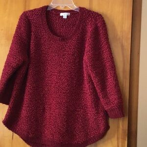 Deep red fuzzy sweater